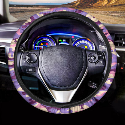 Pastel Purple Camouflage Print Car Steering Wheel Cover