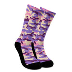Pastel Purple Camouflage Print Crew Socks