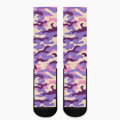Pastel Purple Camouflage Print Crew Socks