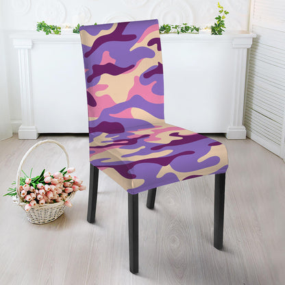 Pastel Purple Camouflage Print Dining Chair Slipcover