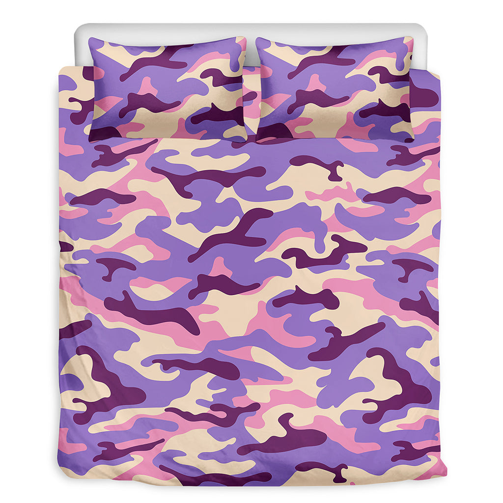 Pastel Purple Camouflage Print Duvet Cover Bedding Set