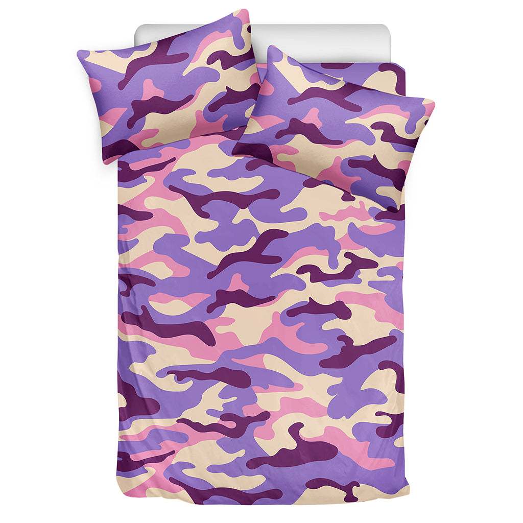 Pastel Purple Camouflage Print Duvet Cover Bedding Set