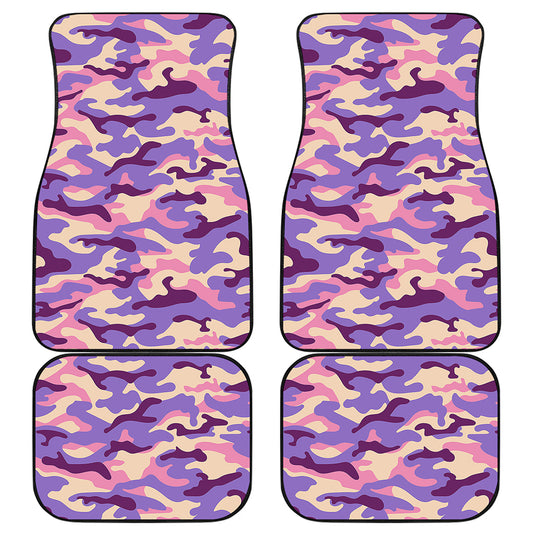 Pastel Purple Camouflage Print Front and Back Car Floor Mats