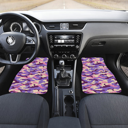 Pastel Purple Camouflage Print Front and Back Car Floor Mats