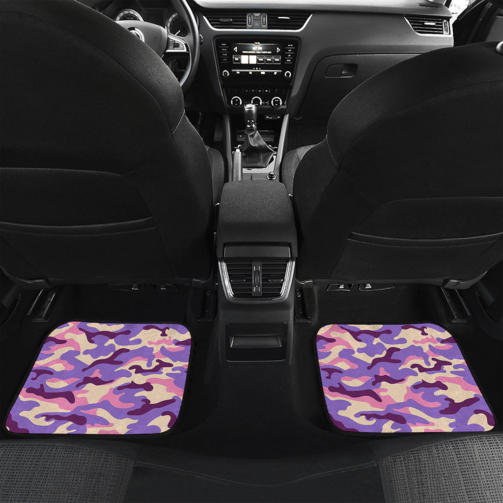 Pastel Purple Camouflage Print Front and Back Car Floor Mats