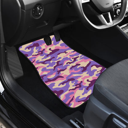 Pastel Purple Camouflage Print Front and Back Car Floor Mats
