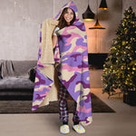 Pastel Purple Camouflage Print Hooded Blanket