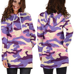 Pastel Purple Camouflage Print Hoodie Dress GearFrost