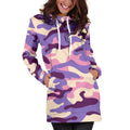 Pastel Purple Camouflage Print Pullover Hoodie Dress