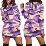 Pastel Purple Camouflage Print Hoodie Dress GearFrost