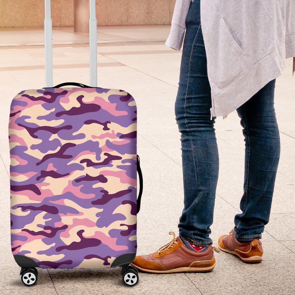 Pastel Purple Camouflage Print Luggage Cover GearFrost