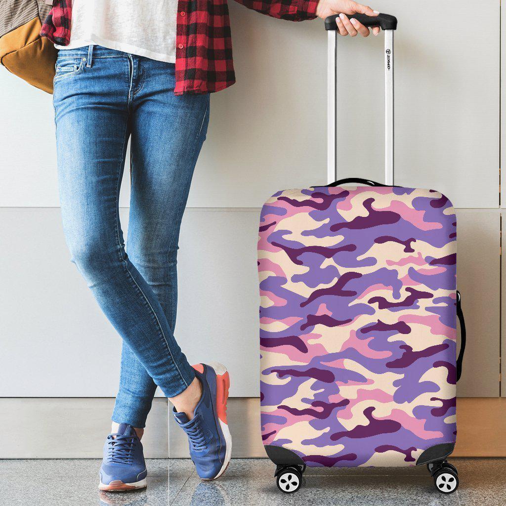 Pastel Purple Camouflage Print Luggage Cover GearFrost