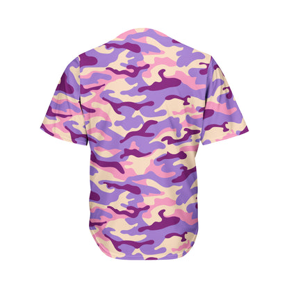 Pastel Purple Camouflage Print Men's Baseball Jersey