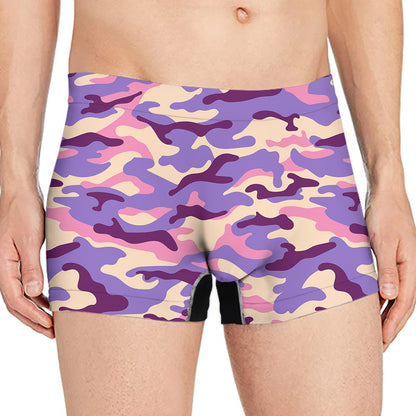 Pastel Purple Camouflage Print Men's Boxer Briefs