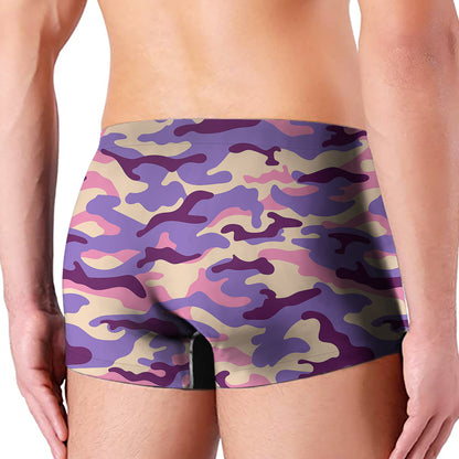 Pastel Purple Camouflage Print Men's Boxer Briefs