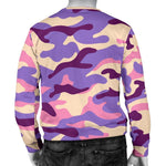 Pastel Purple Camouflage Print Men's Crewneck Sweatshirt GearFrost