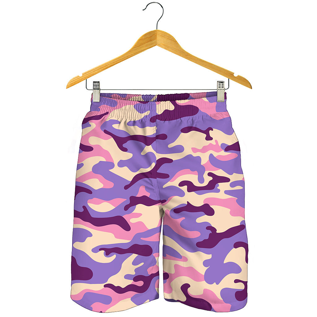 Pastel Purple Camouflage Print Men's Shorts