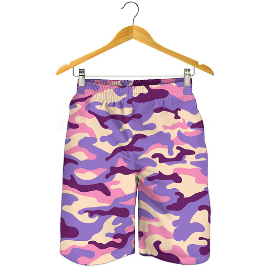 Pastel Purple Camouflage Print Men's Shorts