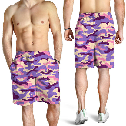 Pastel Purple Camouflage Print Men's Shorts