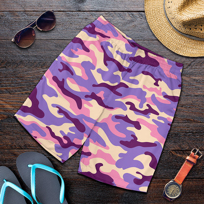 Pastel Purple Camouflage Print Men's Shorts