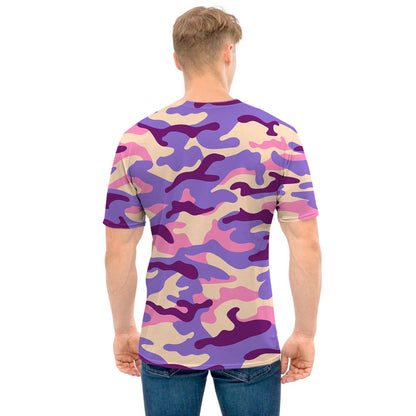 Pastel Purple Camouflage Print Men's T-Shirt