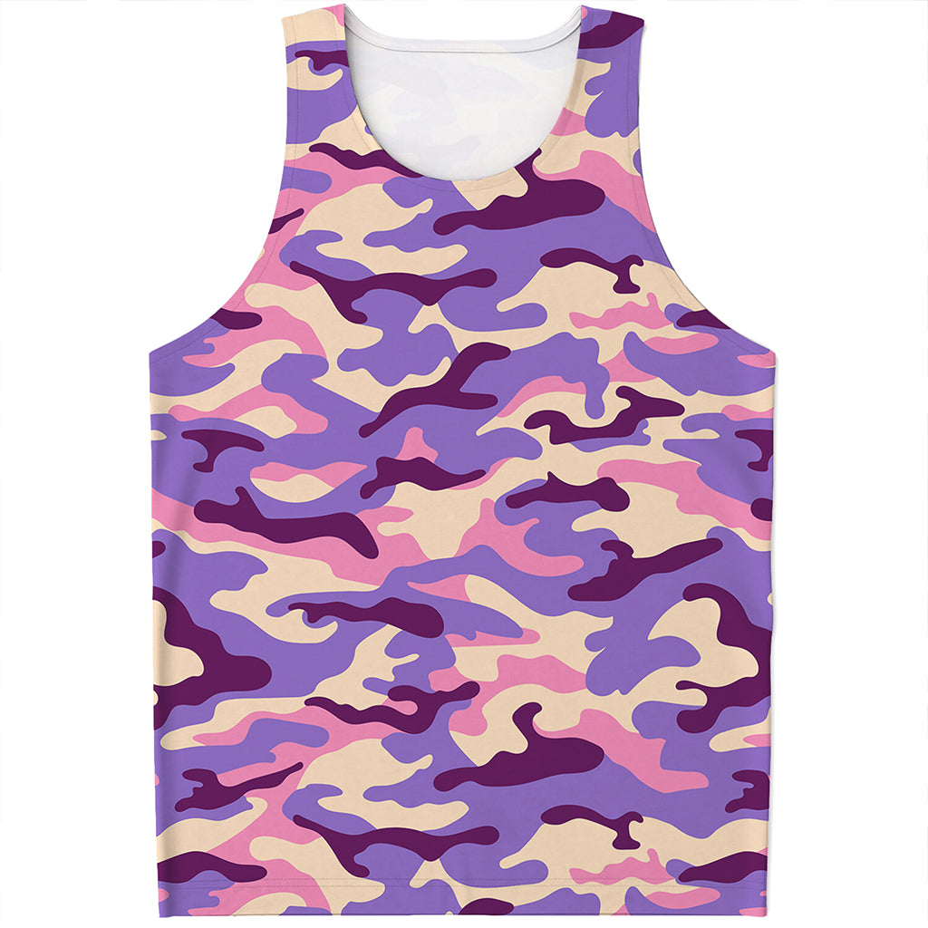 Pastel Purple Camouflage Print Men's Tank Top