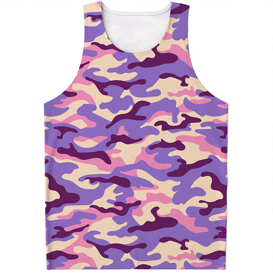 Pastel Purple Camouflage Print Men's Tank Top