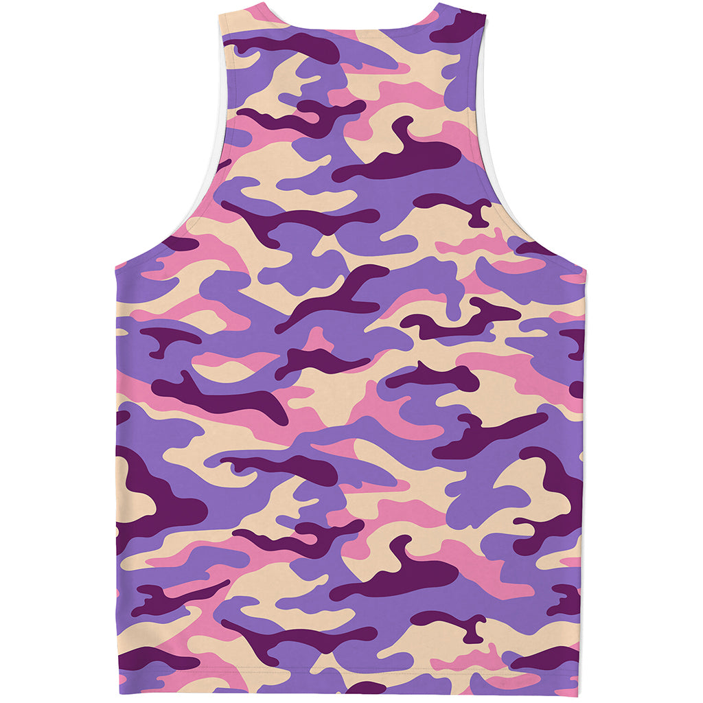 Pastel Purple Camouflage Print Men's Tank Top