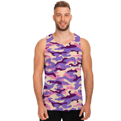 Pastel Purple Camouflage Print Men's Tank Top