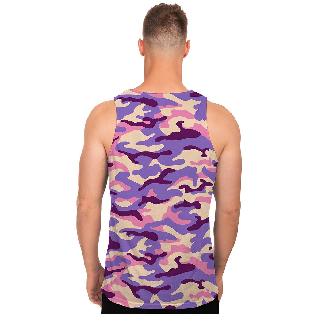 Pastel Purple Camouflage Print Men's Tank Top