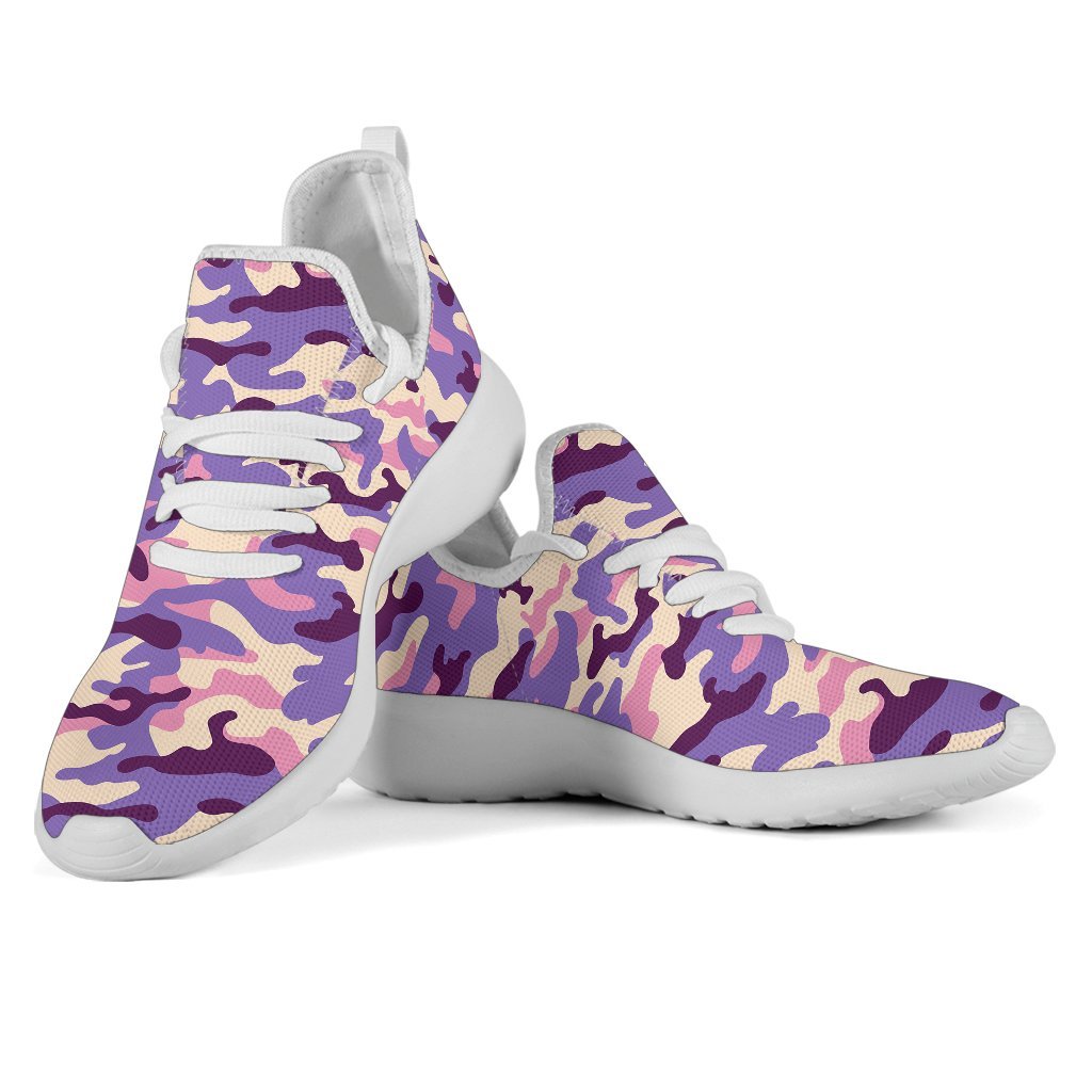 Pastel Purple Camouflage Print Mesh Knit Shoes GearFrost