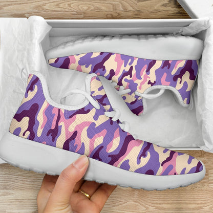 Pastel Purple Camouflage Print Mesh Knit Shoes GearFrost