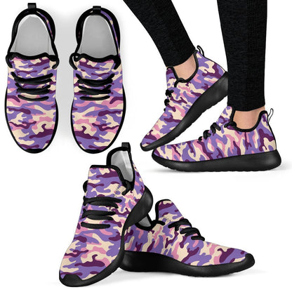 Pastel Purple Camouflage Print Mesh Knit Shoes GearFrost