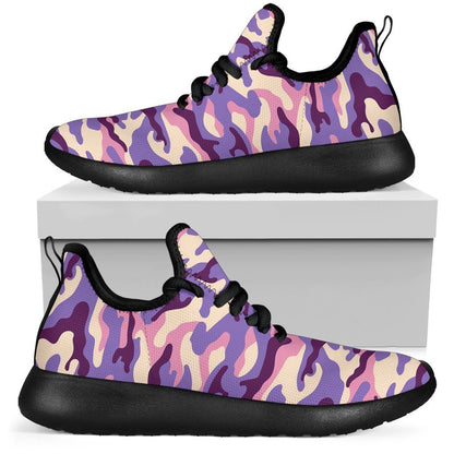 Pastel Purple Camouflage Print Mesh Knit Shoes GearFrost
