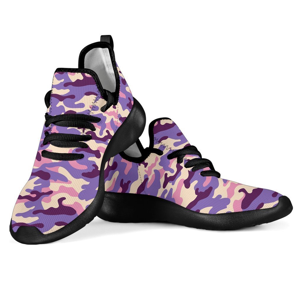Pastel Purple Camouflage Print Mesh Knit Shoes GearFrost