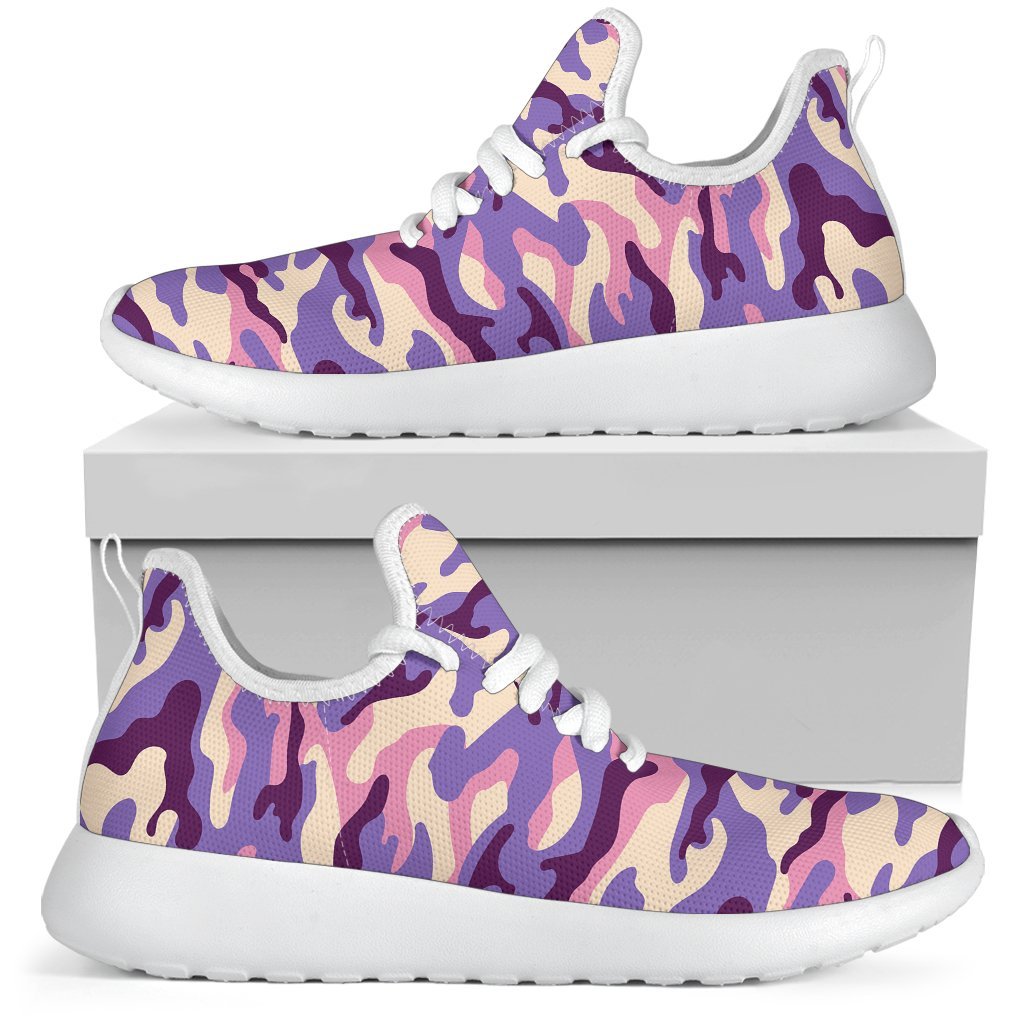 Pastel Purple Camouflage Print Mesh Knit Shoes GearFrost