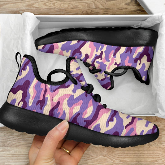 Pastel Purple Camouflage Print Mesh Knit Shoes GearFrost