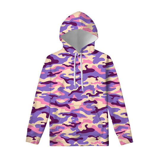 Pastel Purple Camouflage Print Pullover Hoodie