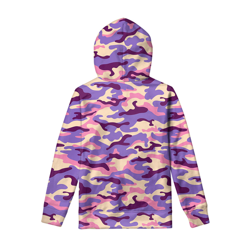 Pastel Purple Camouflage Print Pullover Hoodie