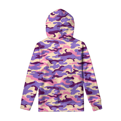 Pastel Purple Camouflage Print Pullover Hoodie