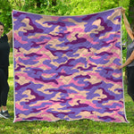 Pastel Purple Camouflage Print Quilt