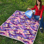 Pastel Purple Camouflage Print Quilt