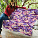 Pastel Purple Camouflage Print Quilt