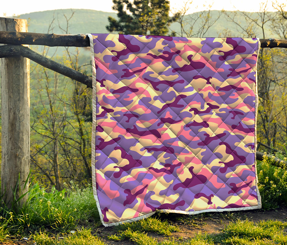 Pastel Purple Camouflage Print Quilt
