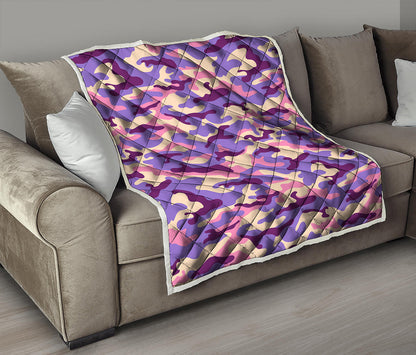 Pastel Purple Camouflage Print Quilt
