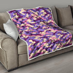 Pastel Purple Camouflage Print Quilt