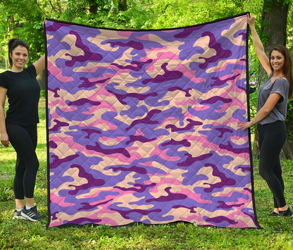 Pastel Purple Camouflage Print Quilt