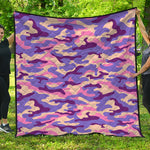 Pastel Purple Camouflage Print Quilt