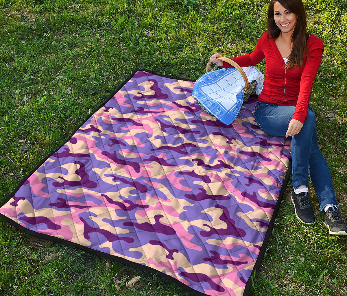 Pastel Purple Camouflage Print Quilt