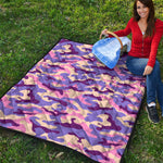 Pastel Purple Camouflage Print Quilt